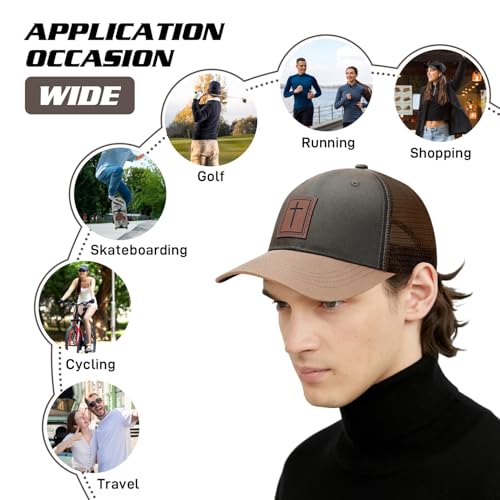 Christian Hats for Men Women, Faith Over Fear Hat - color: Cross Gray Green