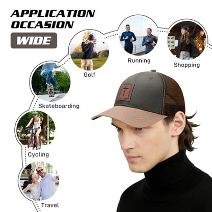 Christian Hats for Men Women, Faith Over Fear Hat - color: Cross Gray Green