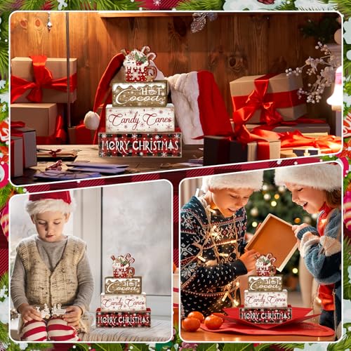 Britimes Tiered Tray Decor Set, 4 Pack, Wooden Table Sign, Hot Cocoa - style: Hot Cocoa