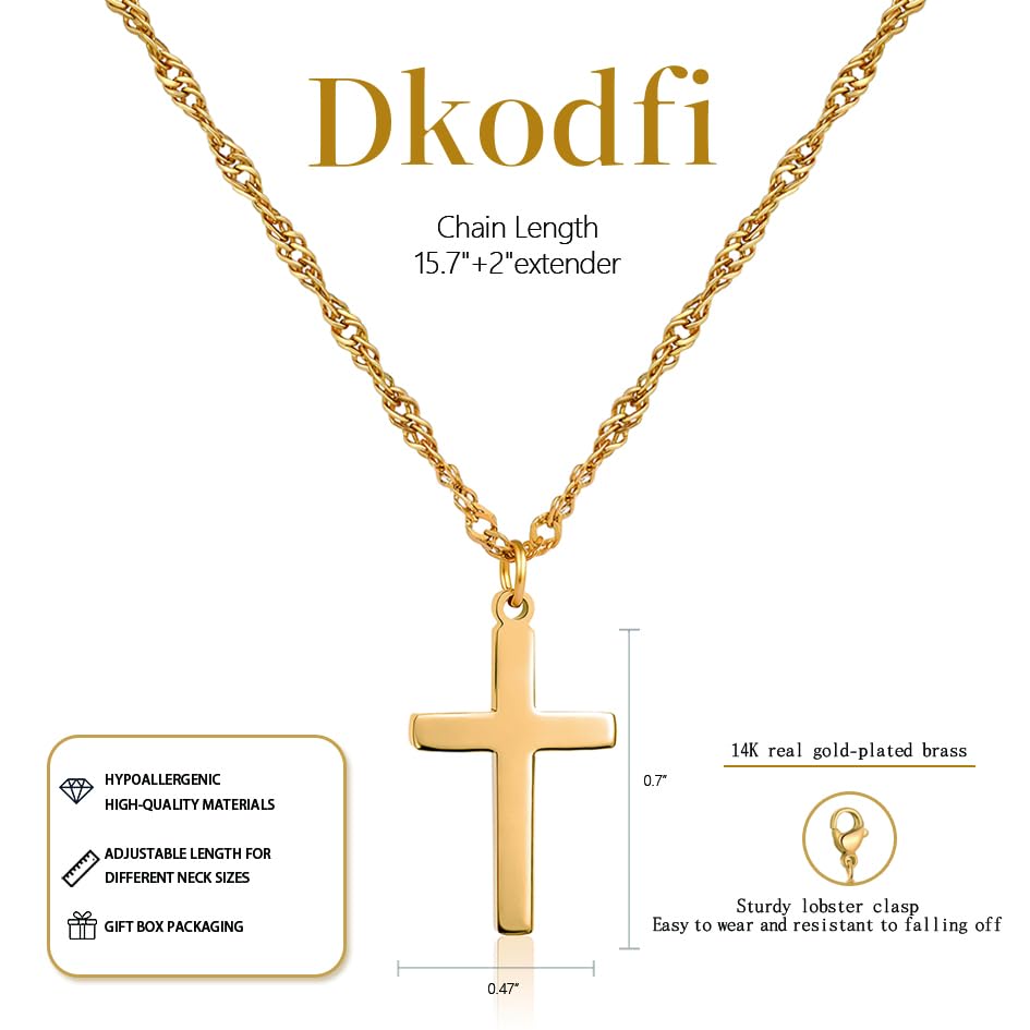 Cross Necklace for Women - Dainty 14K Gold Silver Plated Cross Necklace Choker Jewelry Cute Simple Small Trendy Non Tarnish Waterproof Faith Religious Jewelry Gift for Teenage - style: 09-Cross-Gold