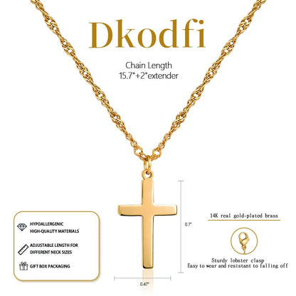 Cross Necklace for Women - Dainty 14K Gold Silver Plated Cross Necklace Choker Jewelry Cute Simple Small Trendy Non Tarnish Waterproof Faith Religious Jewelry Gift for Teenage - style: 09-Cross-Gold