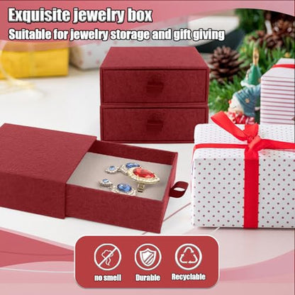 Jewelry Gift Box, 12-Pack Necklace Gift Box Drawer Jewelry Box Bangle Necklace Case For Earrings & Rings, Stylish Necklace Bracelet Organizer, 3.5 x 3.5 x 1.25 Inches (Red) - color: Red