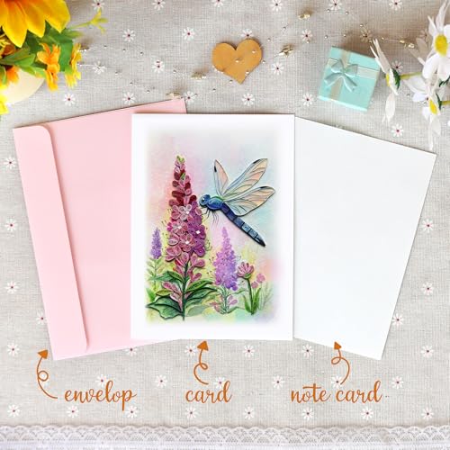 KingKraft Dragonfly Quilling Card, Birthday Card, Anniversary Card for Wife, Husband, Greeting Card for All Occasions, Mothers Day, Valentines Day Card, Thinking of You, Get Well Card - color: Dragonfly