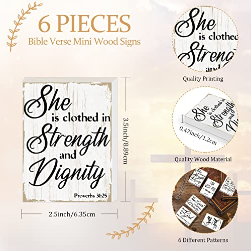 Maitys 6 Pcs Bible Verse Mini Wood Signs Religious Sign, Delicate Style - style: Delicate Style