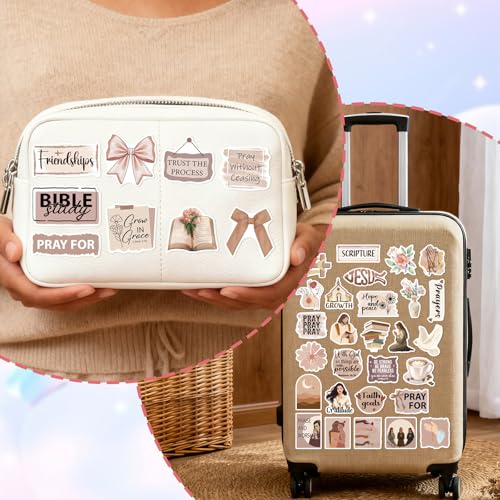 Prayer Board Stickers Supplies - 100 Pcs Motivational Prayer Vision Board Stickers, Christian Water Bottle Sticker, Brown Waterproof Vinyl Scrapbook Decals for Laptop Journaling - style: Inspirational Prayer Board