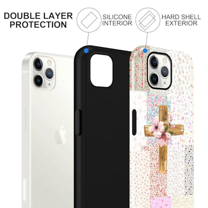 for iPhone 11 Pro Max 6.5'' Pink Flower Cross Christian Phone Case - color: Pink Flower Cross, size: iPhone 11 Pro Max