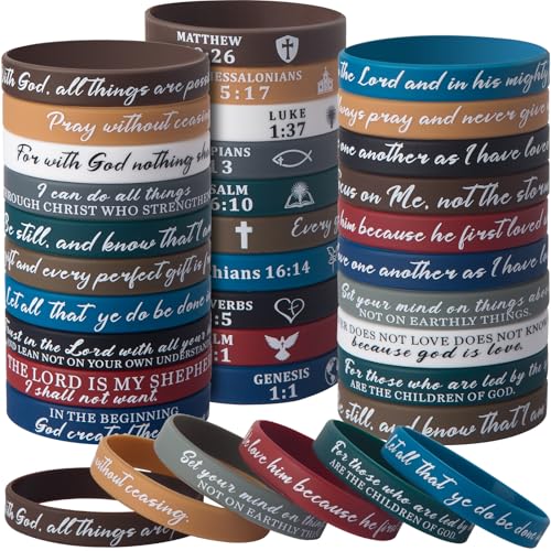 QEERBSIN Bible Verse Silicone Bracelets,Bulk Scripture Silicone Wristbands - color: Classic Color