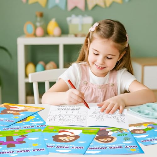 Bulk Easter Coloring Books,24Pcs Holy Week Journey Drawing Booklet for Kids - style: Easter Religious