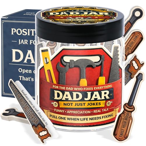60 Dad Jokes Cards Jar, Funny Birthday Gift for Dads from Daughter, Son, Wife - Stocking Stuffers, Christmas White Elephant Gifts for Adults, Men Granpa Gift, Funny Gag Gifts for Men - color: Positive Dad Fix