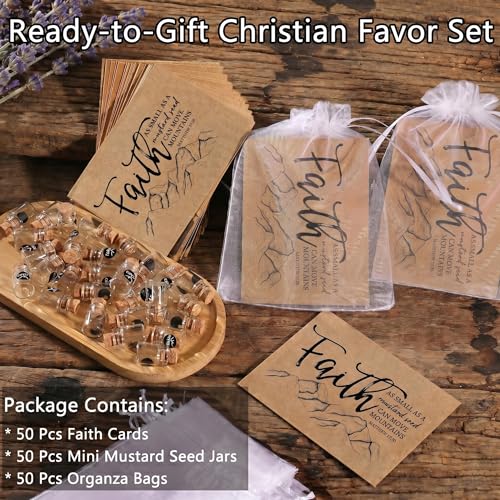 Christian Faith Favors bulk gifts - Mini Glass Bottle Keepsakes - color: Kraft-heart-50pcs