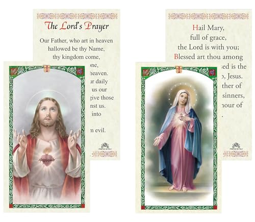 Trendzeen Our Father Prayer Card - Hail Mary Prayer Card - Made in Italy The Lord's Prayer Laminated Catholic Cards Set for Daily Devotion, Personal Reflection - 2 Items Total