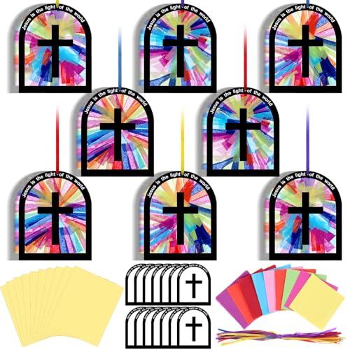 Motipuns 32 Sets Christian Crafts DIY Suncatcher Kit - style: Window