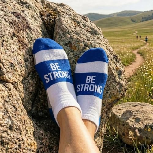 Gone For a Run Motivational Ankle Running Socks - Affirmation Runners Gifts - color: Be Strong (Royal)