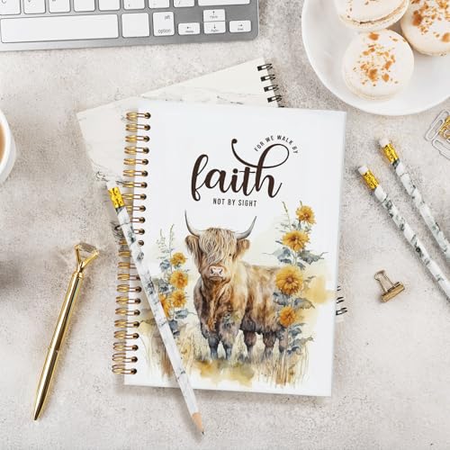 Bible Journal,Highland Cow Bible Notebook for Women,Cow Note Book - color: Faith