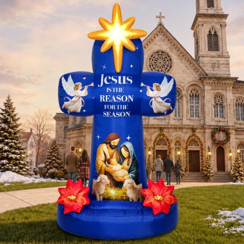 7 FT Christmas Inflatables, Nativity Scene Outdoor Christmas Decorations