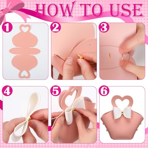 Sweetude 24 Set PU Leather Heart Purse Gift Bag with Handles, Stylish Style - color: Stylish Style