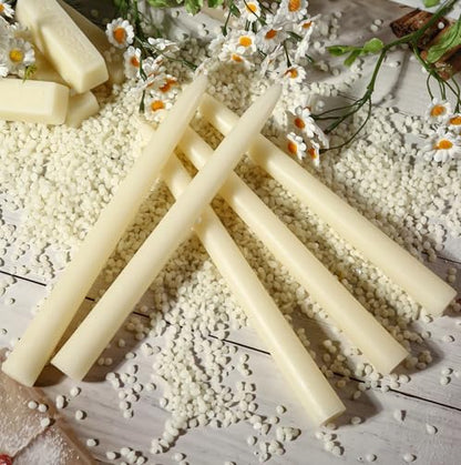 White Beeswax Taper Candles,Non-Toxic Bees Wax Candle for Home,8Inch,18Pack - color: White, size: 8 inch