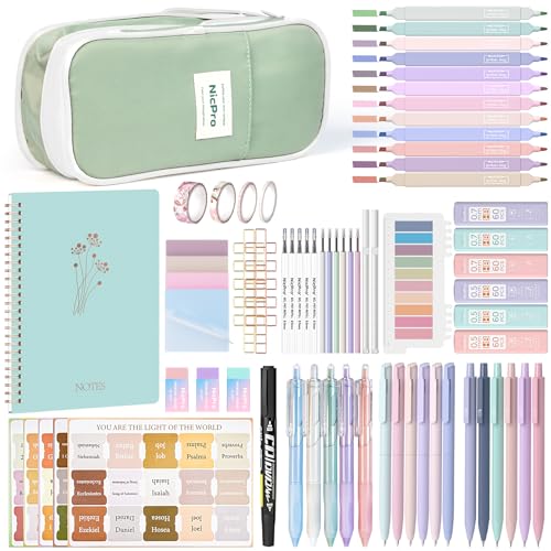 Nicpro 76PCS Bible Study Supplies Journaling Kit for Women Christian Gifts - color: Green