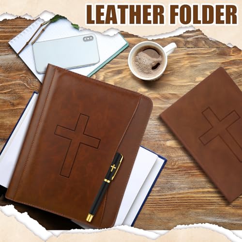 Fuyoooo 3 Pcs Pastor Appreciation Gifts Leather Portfolio Notebook Pen Men - style: Cross