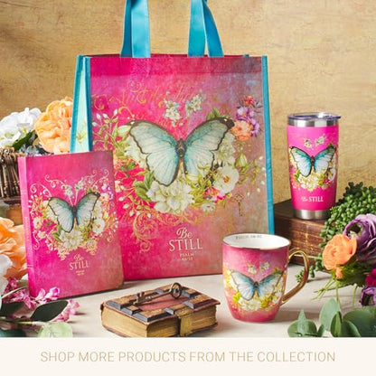Christian Art Gifts Stainless Steel Vacuum Insulated Travel Mug 18 oz - color: Pink/Be Still