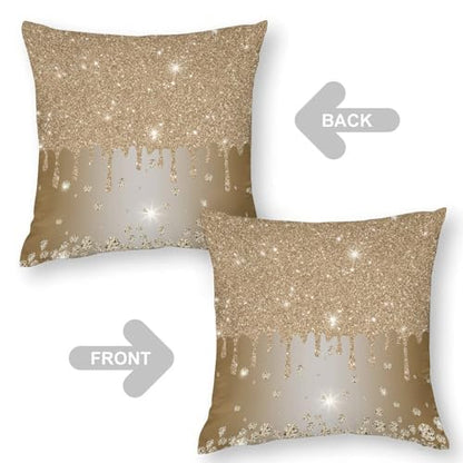 Champagne Gold Throw Pillow Cover Glitter Diamond Sparkle Shimmer Bling Sparkly Couch Pillowcases Luxury Colorful Shiny Modern (No Glitter) Sofa Pillows Cushion Case for Bed Chair 18x18inch - color: Diamondblack-1