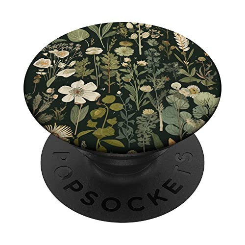 Olive Green Boho Botanical Wildflowers PopSockets Adhesive PopGrip - style: Adhesive PopGrip