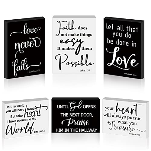 Yalikop 6 Pcs Bible Verse Christian Mini Wooden Sign, Fresh Style - style: Fresh Style