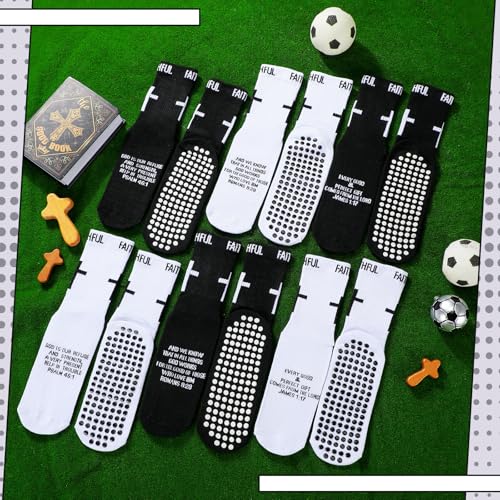 Glitopper 6 Pairs Cross Grip Soccer Socks US 6-13 christian - color: 2 Colors, style: Motivate