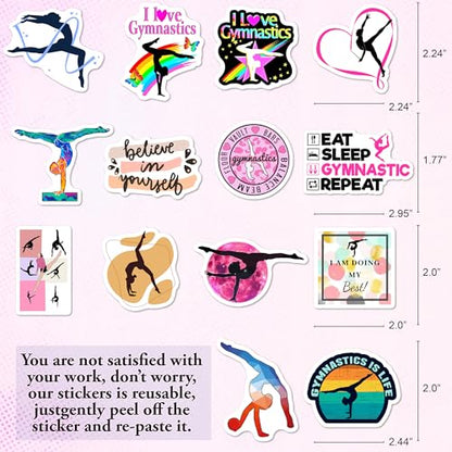 BEATRI Gymnastics Stickers 50Pcs Vinyl Waterproof Gymnastics Gifts Decor - color: Gymnastics Stickers