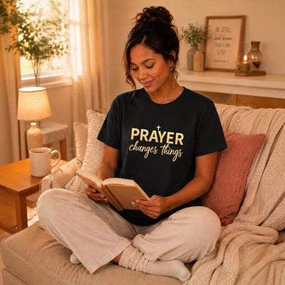 BeWithYou Christian Shirts for Women Religious Faith Jesus God Tshirts Inspirational Bible Verse Cross Graphic Tee Casual Top - color: Black, size: Small