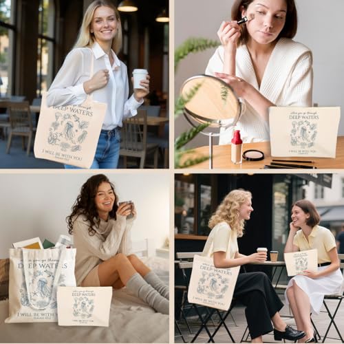Whale Shark Makeup Bag Canvas Tote Bag Gifts for Women Friend Birthday Beach Shopping Appreciation Christmas - color: Deepwatersisaiah 387