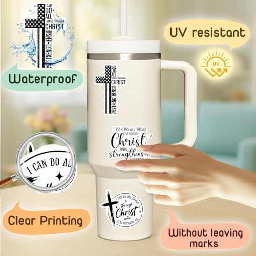 4 Pcs Christian Stickers - Waterproof Vinyl Christian, Bible Verse - color: Bible Verse Faith Stickers