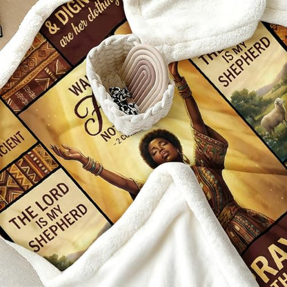 African American Black Girl Women Blanket - Christian Birthday Gifts Blanket- Inspirational Flannel Religious Spiritual Throw Blanket Home Decor 50x60inch - color: Hrmt10