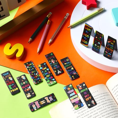 Harloon 48 Pcs Christian Bookmarks Bible Verses Magnetic Bookmarks, Vibrant - style: Vibrant