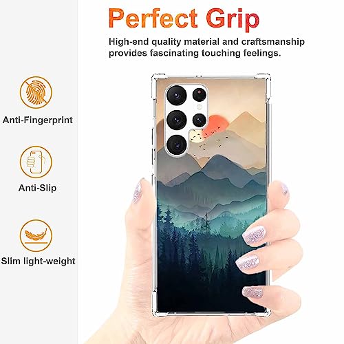 Sunset Nature Landscape Case for Samsung Galaxy S22 Ultra,Wilderness Night Art Painting,Soft TPU Full Cover for Galaxy S22 Ultra - color: Sunset Nature Landscape