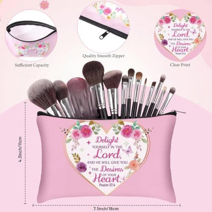 10 Sets 50 Pcs Christian Gift for Women, Church Mothers Day Gift Bulk, 16 oz Bible Verse Glass Cup Motivational Scripture Cosmetic Bag Religious Notepads Pens PVC Bag for Christian Party Favor - style: Christian