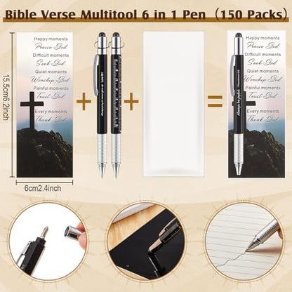 Sayglossy 150 Set Christmas Christian Gift Bulk Multitool Pen,Black - color: Black