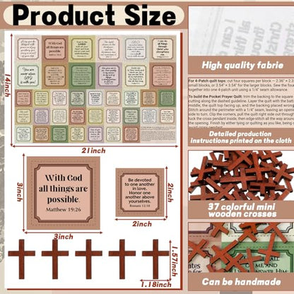 Fanfanwin 38 Sets Prayer Quilt Squares with Crosses, Retro2, Brown - color: Brown, style: Retro2