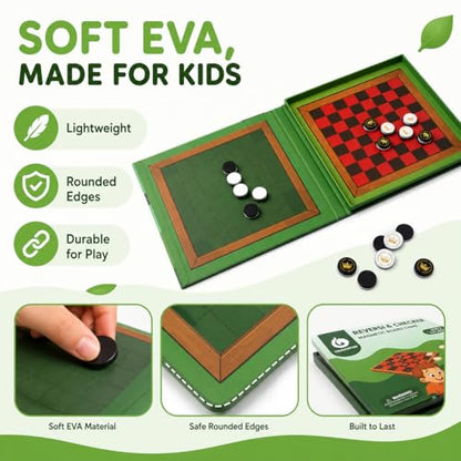 TRAVOFUN Magnetic Reversi and Checkers | Travel Games for Kids 8-12 - style: Checkers & Reversi