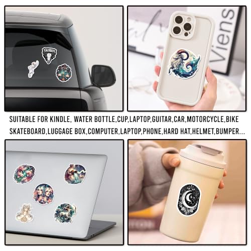 50 Pcs Zodiac Sticker Waterproof Vinyl Constellation Decals Astrology Stickers Water Bottle Notebook Phone Laptop Helmet Guitar Christmas Birthday Gifts for Coworkers Horoscope Lovers - color: Zodiac