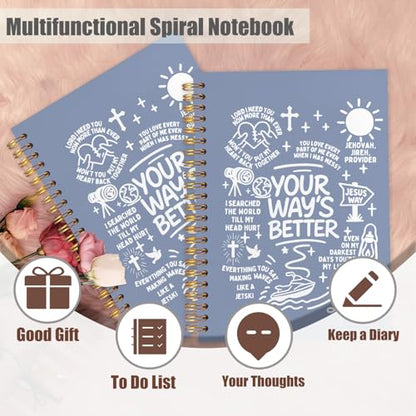 OHDCE Light Blue Christian Spiral Notebook Journal 5.5x8.3in, Religious Faith Based Bible Verse Spiral Notebook Journal for Note Taking, Christian Faith Based Gifts, 5.5x8.3 Inch - color: Your way’s batter