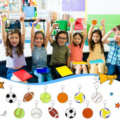 Trnayi 36 Pcs Sports Ball Unfinished Wood Keychains Color Your Own Craft - style: Sports