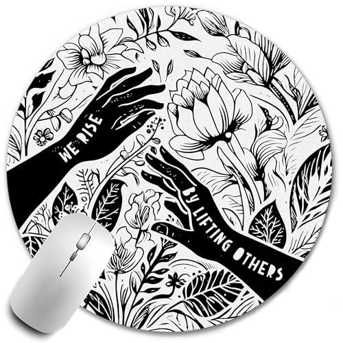 Inspirational Mouse Pad,We Rise By Lifting Others Floral Mousepad Mouse Mat with Non-Slip Rubber Base for Home Office Desk Accessories,Aesthetic Office Supplies, 7.9x7.9 Inch - color: Color-10