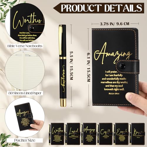 AmazingSpark 18 Pcs Christian Gifts Bulk Glass Cups Prayer Journals Pens - color: Black, size: Bible Words