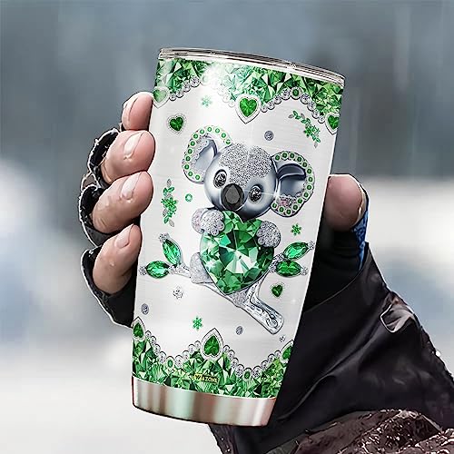 WAZONE Personalized Koala Coffee Tumbler With Lid Custom Name Travel Mugs For Adults Teen Kids Koalas Lovers Stainless Steel 20oz 30oz Vacuum Insulated Drinking Cup Birthday Christmas Gifts - color: Koala