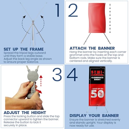 Anley Adjustable X Banner Stand with Travel Bag - Fits Any Banner Size from 23" X 63" to 35" X 78" - Portable Retractable Stand for Business, Trade Shows, Events, and Displays (Banner Not Included)