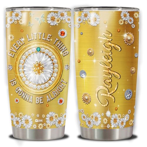 WAZONE Personalized Hippie Tumbler Cup Custom Name Everything Is Gonna Be Alright Jewelry Style Stainless Steel Insulated Travel Mug 20oz 30oz Christmas Birthday Gift For Girl Women - color: Hippie