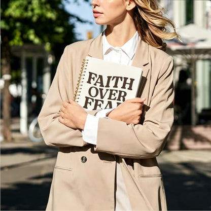 CFFJLHN Faith Over Fear Christian Notebook, Bible Journal, Prayer Journal for Women & Men, Church Notes Journal, Scripture Hardcover Spiral Notebook 5.5x8.3in - color: 16