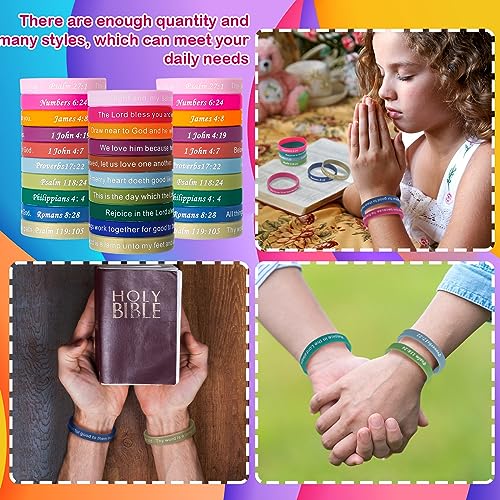 Estune 120 Pcs Bible Verse Bracelets Christian Wristbands, Rustic Color - color: Rustic Color