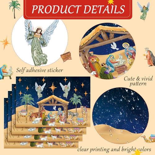 Yexiya 60 Sheets Christmas Nativity Stickers Make a Scene Kit,Classic - style: Classic